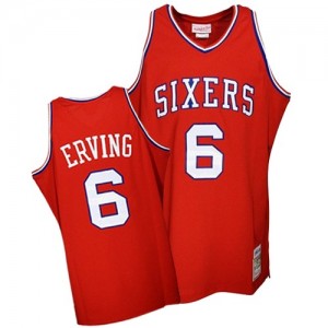 Maillot NBA Rouge Julius Erving #6 Philadelphia 76ers Throwback "DR. J" Swingman Homme Mitchell and Ness