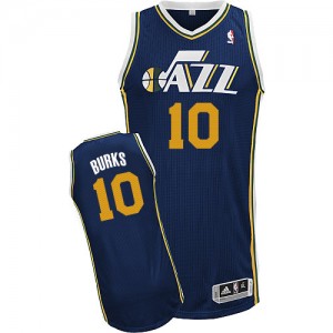Utah Jazz #10 Adidas Road Bleu marin Authentic Maillot d'équipe de NBA préférentiel - Alec Burks pour Homme