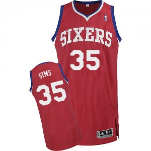 Philadelphia 76ers #35 Adidas Road Rouge Authentic Maillot d'équipe de NBA pas cher - Henry Sims pour Homme