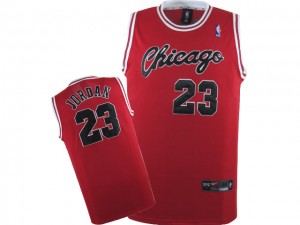 Maillot Nike Rouge Throwback Crabbed Typeface Authentic Chicago Bulls - Michael Jordan #23 - Homme