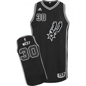 Maillot NBA San Antonio Spurs #30 David West Noir Adidas Authentic New Road - Homme