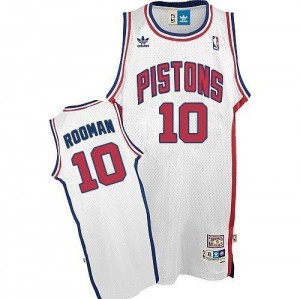 Maillot Authentic Detroit Pistons NBA Throwback Blanc - #10 Dennis Rodman - Homme
