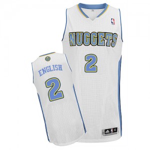 Maillot Adidas Blanc Home Authentic Denver Nuggets - Alex English #2 - Homme
