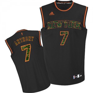 New York Knicks #7 Adidas Fashion Camo noir Swingman Maillot d'équipe de NBA Braderie - Carmelo Anthony pour Homme