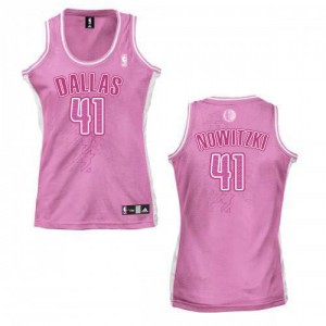 Maillot NBA Swingman Dirk Nowitzki #41 Dallas Mavericks Fashion Rose - Femme
