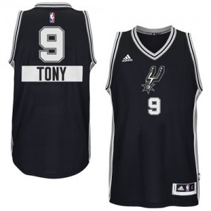 Maillot NBA San Antonio Spurs #9 Tony Parker Noir Adidas Swingman 2014-15 Christmas Day - Homme
