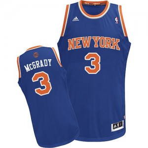 New York Knicks #3 Adidas Road Bleu royal Swingman Maillot d'équipe de NBA sortie magasin - Tracy McGrady pour Homme
