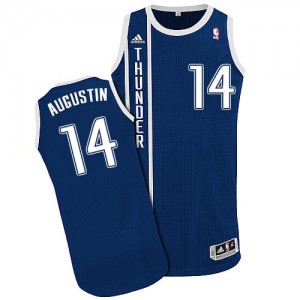 Oklahoma City Thunder #14 Adidas Alternate Bleu marin Authentic Maillot d'équipe de NBA pas cher - D.J. Augustin pour Homme