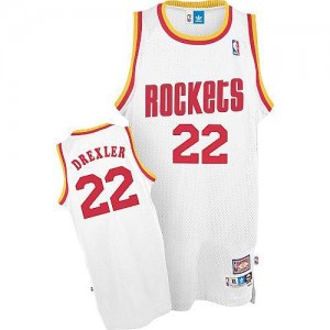Maillot Mitchell and Ness Blanc Throwback Authentic Houston Rockets - Clyde Drexler #22 - Homme