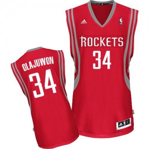 Maillot Adidas Rouge Road Swingman Houston Rockets - Hakeem Olajuwon #34 - Homme