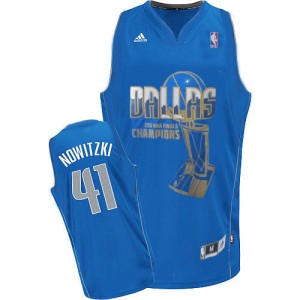 Dallas Mavericks Dirk Nowitzki #41 Finals Champions Swingman Maillot d'équipe de NBA - Bleu pour Homme
