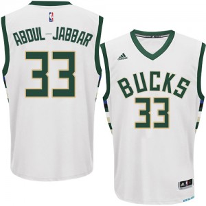 Maillot NBA Blanc Kareem Abdul-Jabbar #33 Milwaukee Bucks Home Swingman Homme Adidas