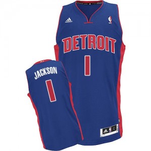 Maillot NBA Detroit Pistons #1 Reggie Jackson Bleu royal Adidas Swingman Road - Homme