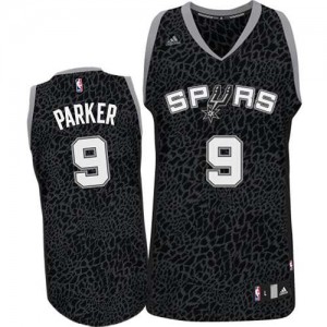 Maillot NBA San Antonio Spurs #9 Tony Parker Noir Adidas Authentic Crazy Light - Homme