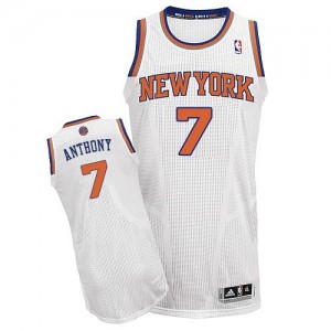 Maillot Adidas Blanc Home Authentic New York Knicks - Carmelo Anthony #7 - Homme