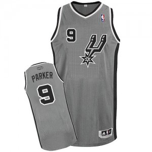 San Antonio Spurs #9 Adidas Alternate Gris argenté Authentic Maillot d'équipe de NBA en vente en ligne - Tony Parker pour Homme
