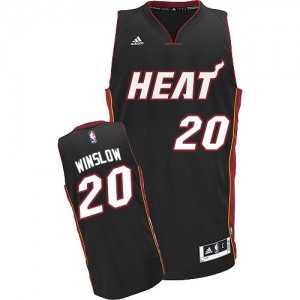 Miami Heat #20 Adidas Road Noir Swingman Maillot d'équipe de NBA Promotions - Justise Winslow pour Homme