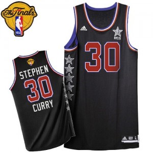 Maillot NBA Noir Stephen Curry #30 Golden State Warriors 2015 All Star 2015 The Finals Patch Authentic Homme Adidas