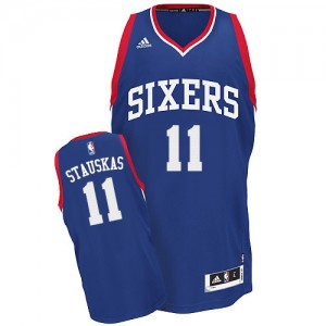 Maillot NBA Philadelphia 76ers #11 Nik Stauskas Bleu royal Adidas Swingman Alternate - Homme