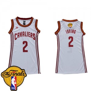 Maillot NBA Authentic Kyrie Irving #2 Cleveland Cavaliers Dress 2015 The Finals Patch Blanc - Femme