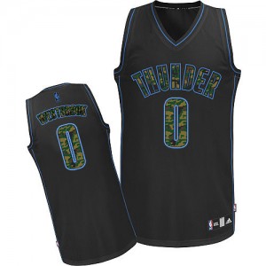 Maillot NBA Oklahoma City Thunder #0 Russell Westbrook Camo noir Adidas Authentic Fashion - Homme