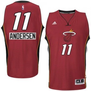 Maillot NBA Miami Heat #11 Chris Andersen Rouge Adidas Authentic 2014-15 Christmas Day - Homme