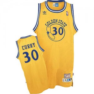 Golden State Warriors #30 Adidas New Throwback Day Or Swingman Maillot d'équipe de NBA boutique en ligne - Stephen Curry pour Homme