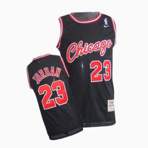 Maillot Authentic Chicago Bulls NBA Throwback Noir - #23 Michael Jordan - Homme