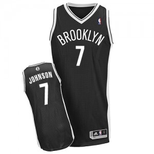 Brooklyn Nets Joe Johnson #7 Road Authentic Maillot d'équipe de NBA - Noir pour Homme