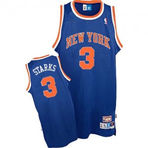 New York Knicks John Starks #3 Throwback Authentic Maillot d'équipe de NBA - Bleu royal pour Homme