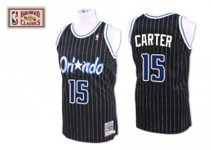 Maillot NBA Noir Vince Carter #15 Orlando Magic Throwback Authentic Homme Mitchell and Ness