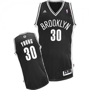 Maillot NBA Noir Thaddeus Young #30 Brooklyn Nets Road Swingman Enfants Adidas