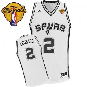 San Antonio Spurs Kawhi Leonard #2 Home Finals Patch Swingman Maillot d'équipe de NBA - Blanc pour Homme