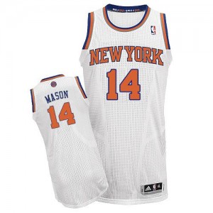 New York Knicks #14 Adidas Home Blanc Authentic Maillot d'équipe de NBA Remise - Anthony Mason pour Homme