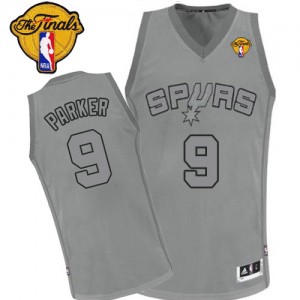 Maillot NBA Gris Tony Parker #9 San Antonio Spurs Big Color Fashion Finals Patch Authentic Homme Adidas
