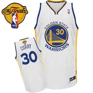Golden State Warriors Stephen Curry #30 Home 2015 The Finals Patch Authentic Maillot d'équipe de NBA - Blanc pour Homme