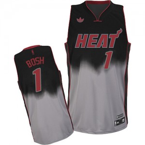 Maillot NBA Gris noir Chris Bosh #1 Miami Heat Fadeaway Fashion Swingman Homme Adidas