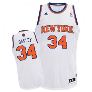 Maillot NBA New York Knicks #34 Charles Oakley Blanc Adidas Swingman Home - Homme