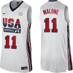 Team USA Nike Karl Malone #11 2012 Olympic Retro Swingman Maillot d'équipe de NBA - Blanc pour Homme