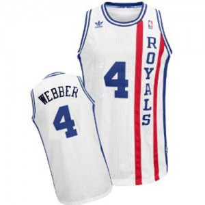 Maillot NBA Blanc Chris Webber #4 Sacramento Kings Throwback Swingman Homme Adidas