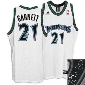 Maillot NBA Authentic Kevin Garnett #21 Minnesota Timberwolves Augotraphed Blanc - Homme