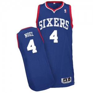Philadelphia 76ers Nerlens Noel #4 Alternate Authentic Maillot d'équipe de NBA - Bleu royal pour Homme