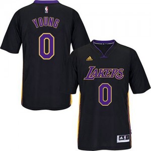Maillot NBA Los Angeles Lakers #0 Nick Young Noir (Violet No.) Adidas Swingman - Homme