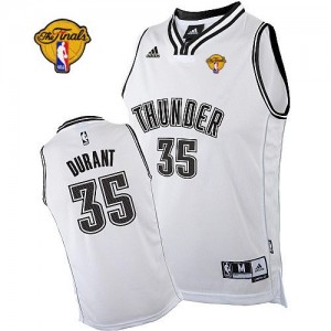 Maillot NBA Oklahoma City Thunder #35 Kevin Durant Blanc Adidas Swingman Finals Patch - Homme