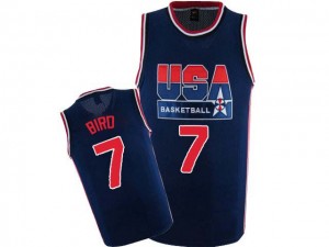 Team USA Nike Larry Bird #7 2012 Olympic Retro Authentic Maillot d'équipe de NBA - Bleu marin pour Homme