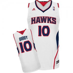 Maillot NBA Atlanta Hawks #10 Mike Bibby Blanc Adidas Swingman Home - Homme