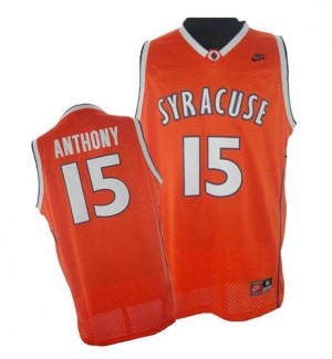 Maillot NBA Orange Carmelo Anthony #15 New York Knicks Syracuse College Authentic Homme Adidas