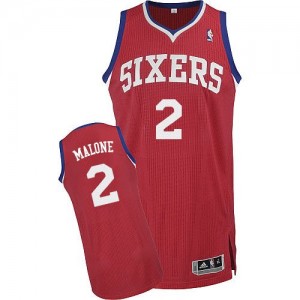 Maillot Authentic Philadelphia 76ers NBA Road Rouge - #2 Moses Malone - Homme