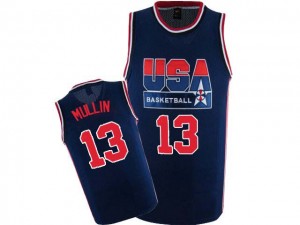 Maillot NBA Team USA #13 Chris Mullin Bleu marin Nike Authentic 2012 Olympic Retro - Homme