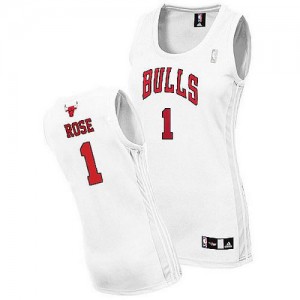 Maillot Authentic Chicago Bulls NBA Home Blanc - #1 Derrick Rose - Femme